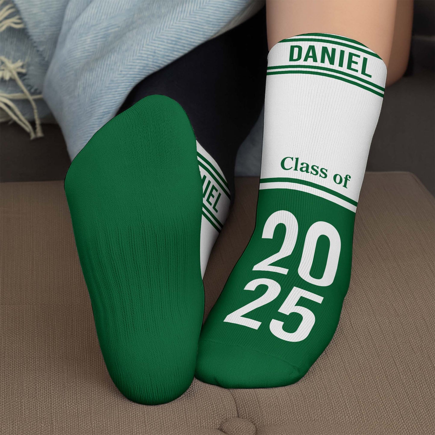 Celebrating Class Of 20XX, Striped Custom Socks