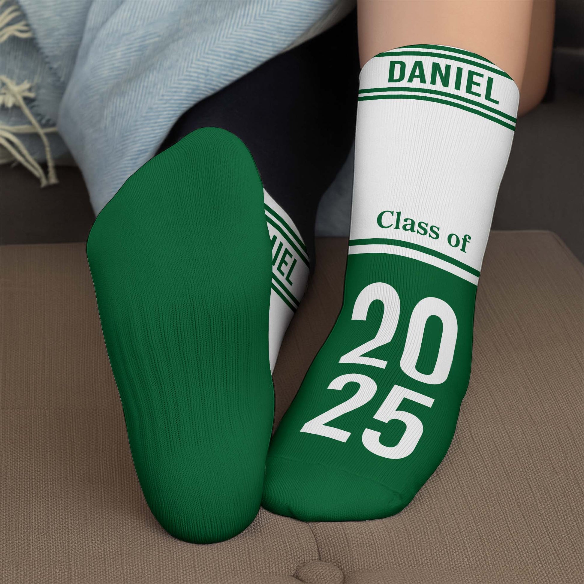 Celebrating Class Of 20XX, Striped Custom Socks