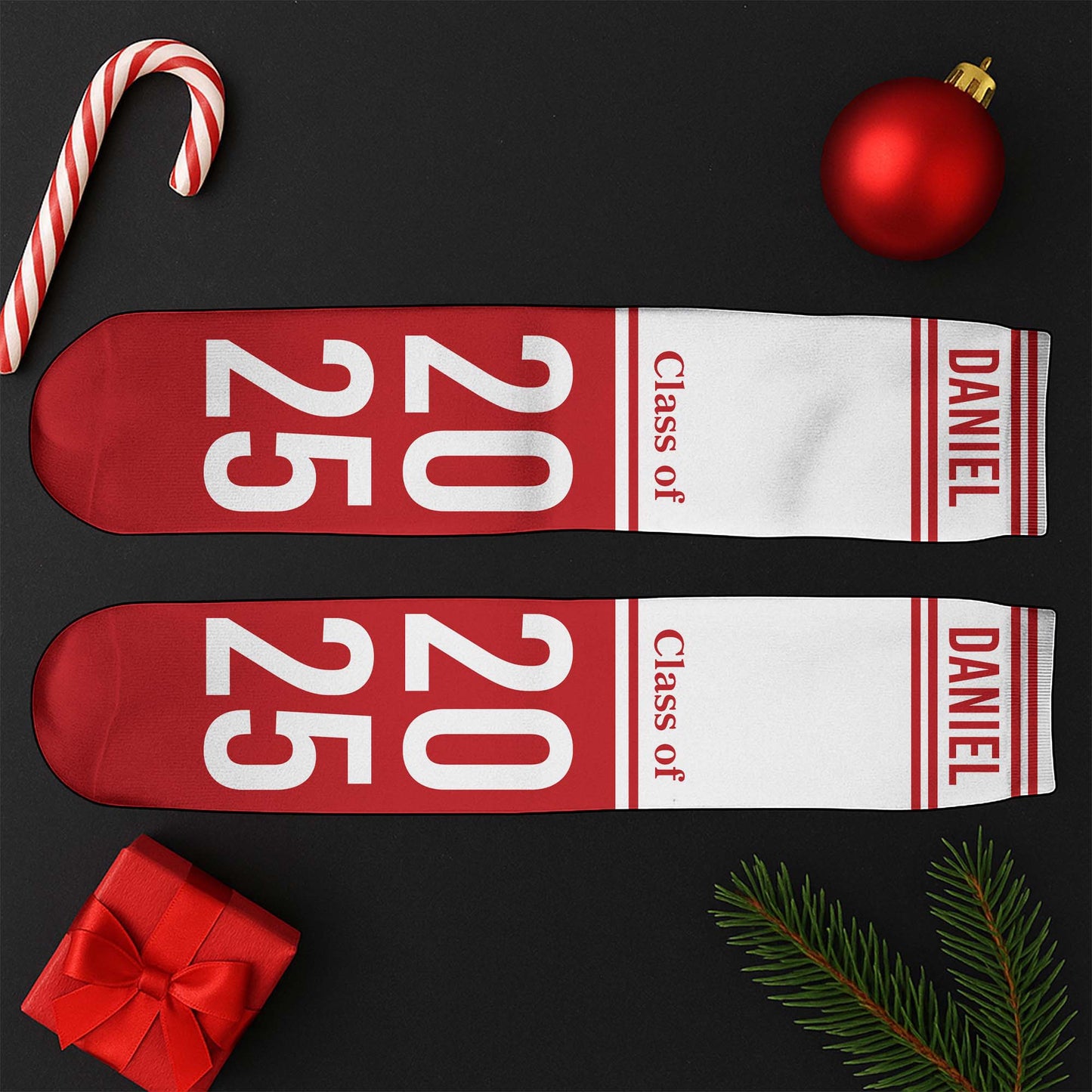 Celebrating Class Of 20XX, Striped Custom Socks