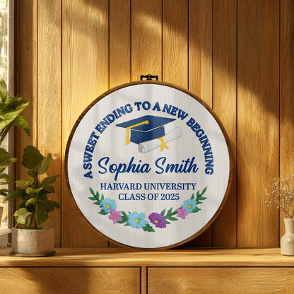 A Sweet Ending To A New Beginning With Graduation Cap And Flowers