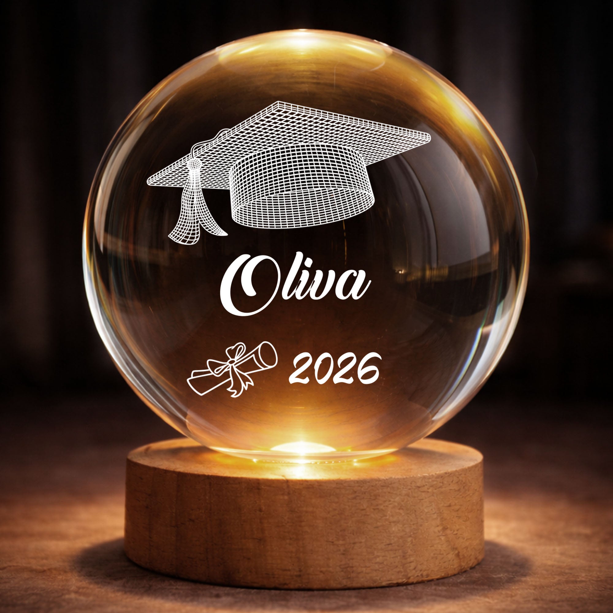 Graduation Lamp The Future Belongs To Those, Custom Crystal Globe Lamp, Graduation Gift ...