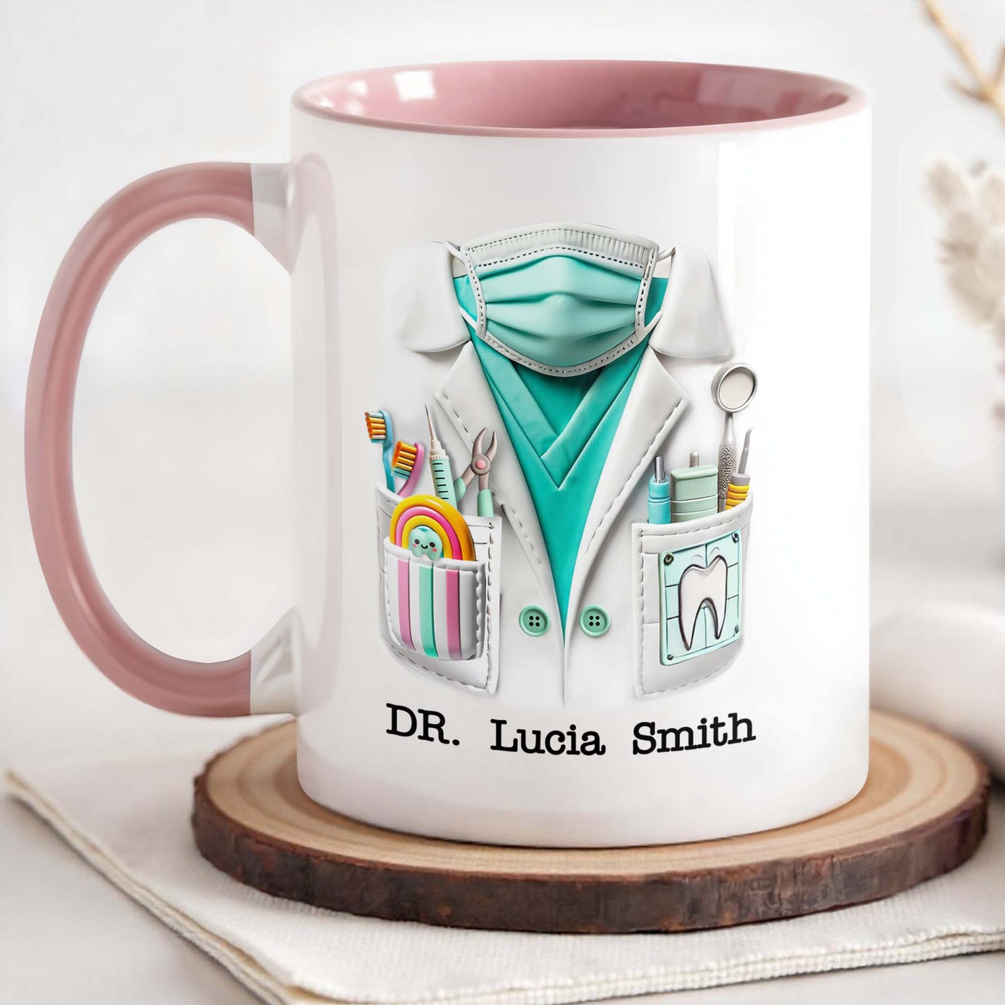 Dr. Personalized Name, Dental Tools and Lab Coat Design