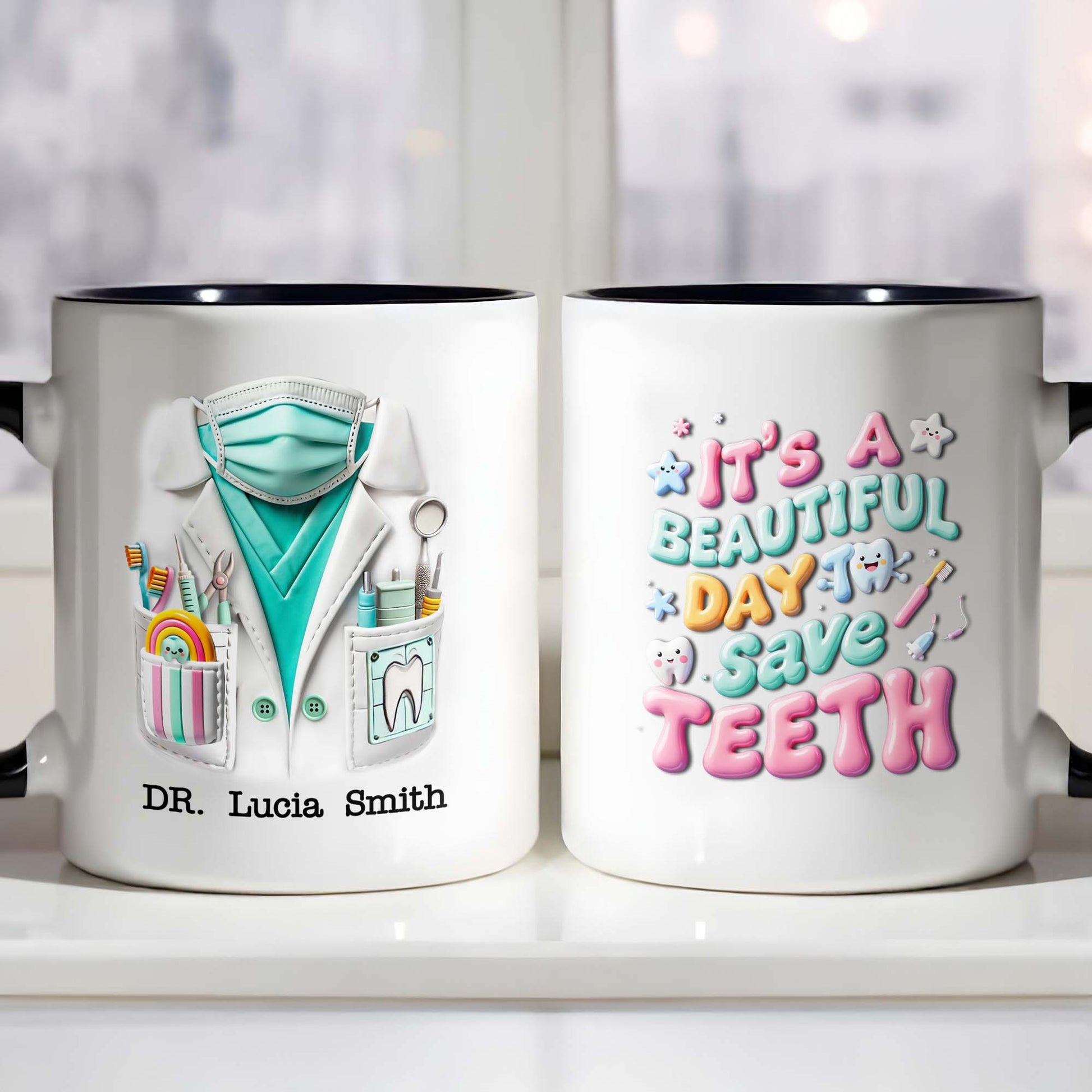 Dr. Personalized Name, Dental Tools and Lab Coat Design