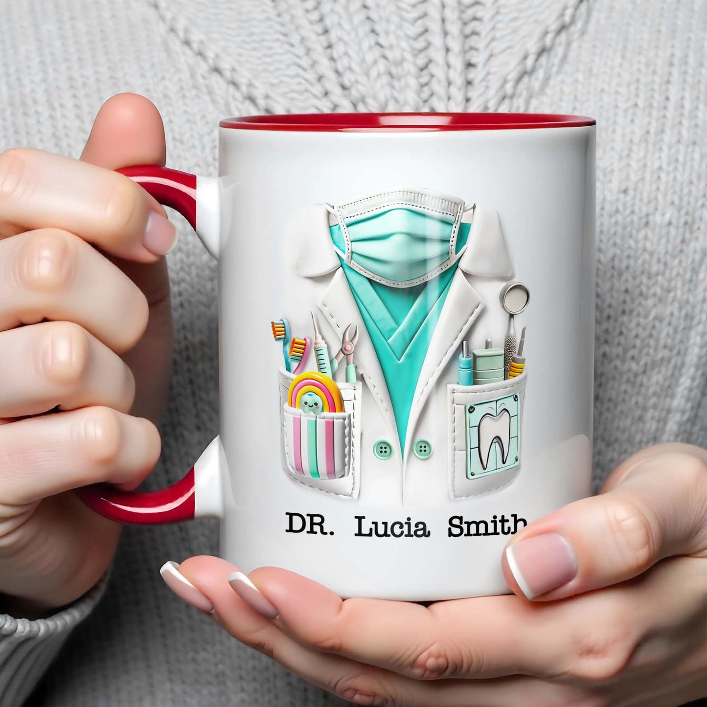 Dr. Personalized Name, Dental Tools and Lab Coat Design