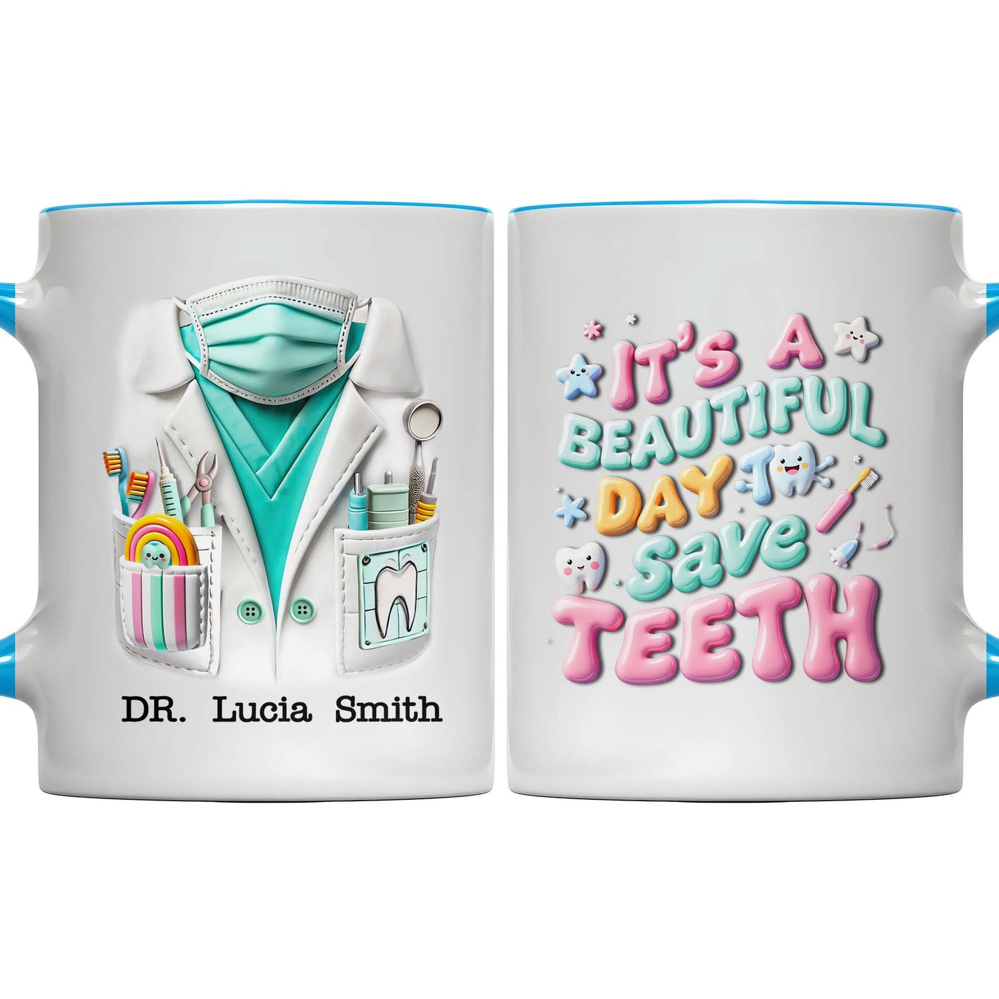 Dr. Personalized Name, Dental Tools and Lab Coat Design