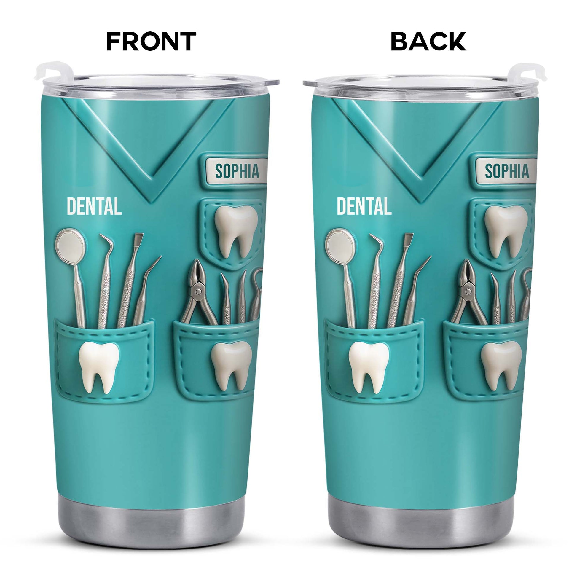 Dental Profession Themed Tumbler With Tools And Teeth
