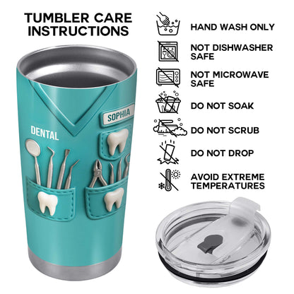 Dental Profession Themed Tumbler With Tools And Teeth