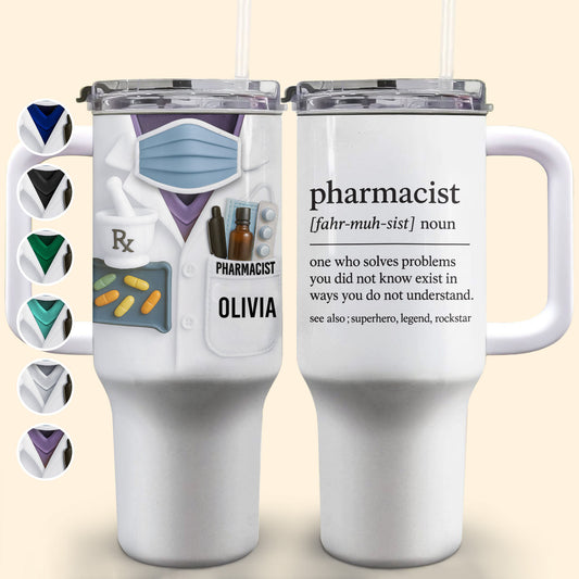 Customizable Tumbler For Pharmacists With Medical Essentials - Personalized 40oz Tumbler With Straw - GRAD311_TBS