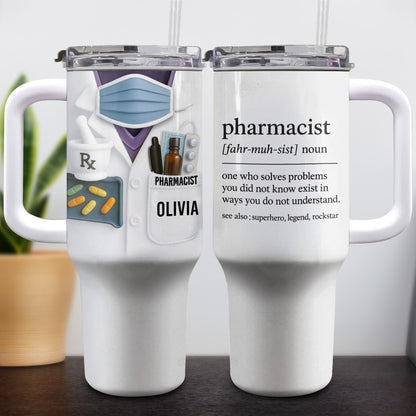 Customizable Tumbler For Pharmacists With Medical Essentials - Personalized 40oz Tumbler With Straw - GRAD311_TBS