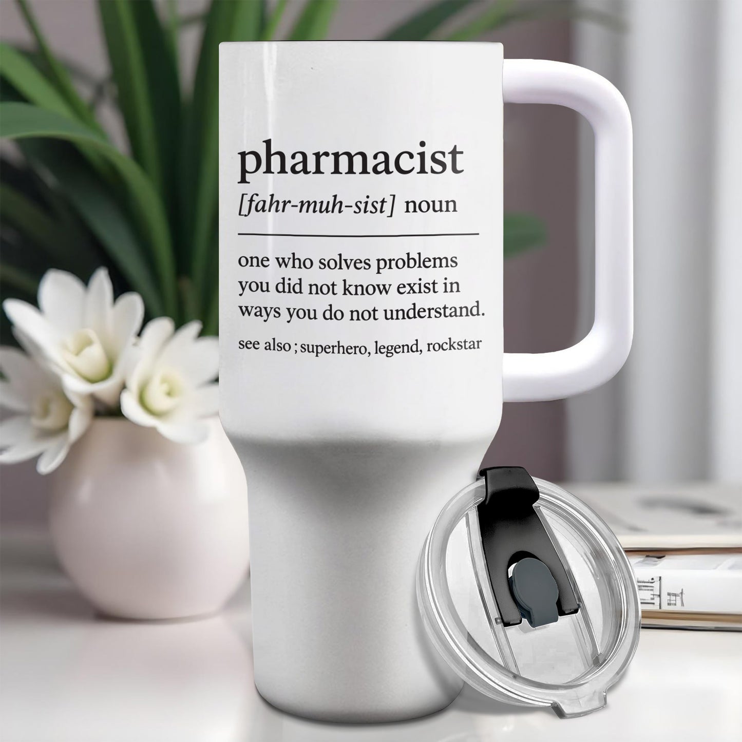 Customizable Tumbler For Pharmacists With Medical Essentials - Personalized 40oz Tumbler With Straw - GRAD311_TBS