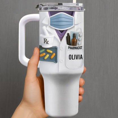 Customizable Tumbler For Pharmacists With Medical Essentials - Personalized 40oz Tumbler With Straw - GRAD311_TBS