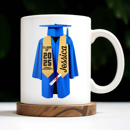 To My Granddaughter, Always Remember You Are Braver, Graduation Cap and Gown - Personalized Custom Coffee Mug - GRAD317_MG