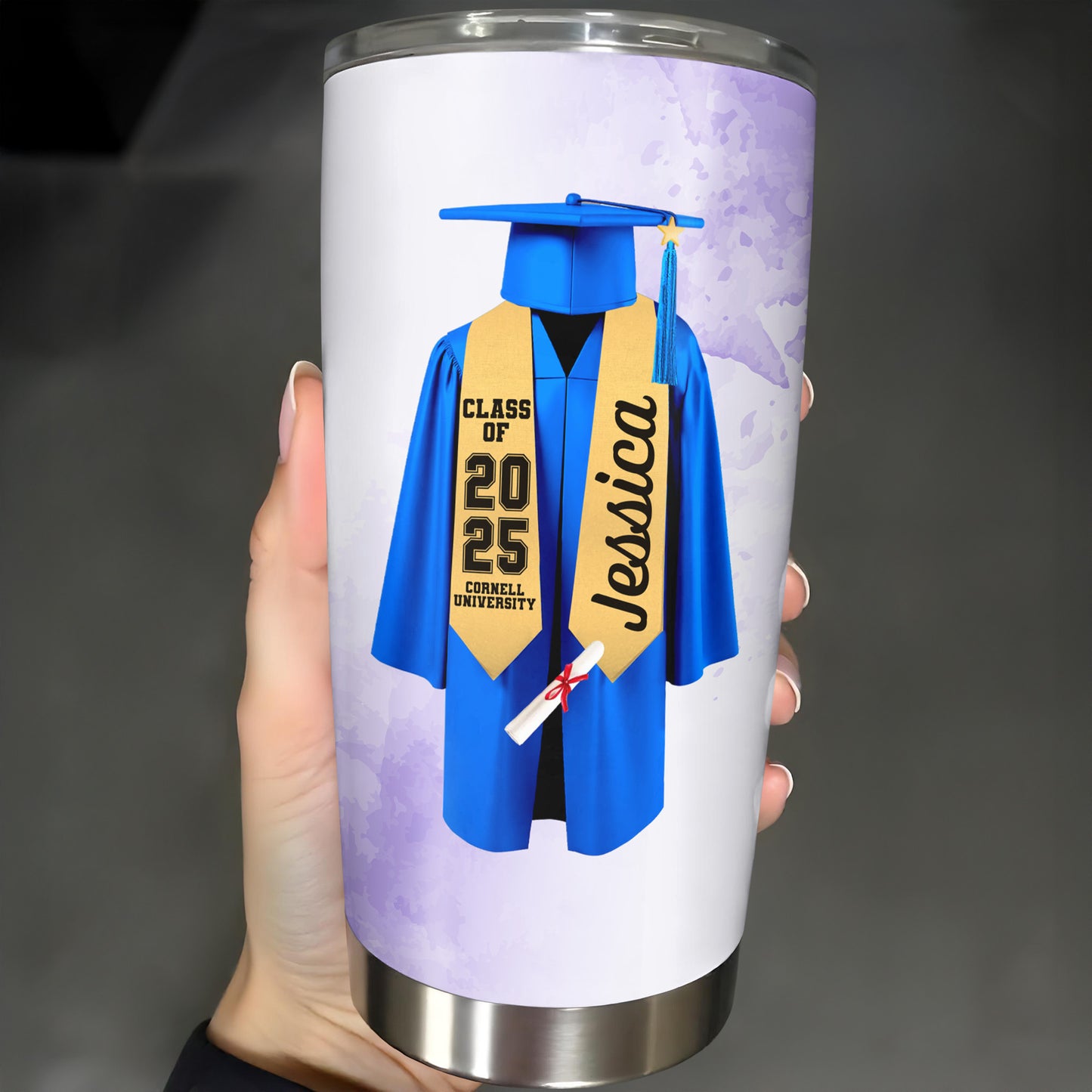 To My Granddaughter, Whenever You Feel Overwhelmed, Remember Whose Granddaughter You Are, Graduation Robe and Cap - Personalized Custom Stainless Steel Tumbler 20oz 30oz - GRAD317_TB