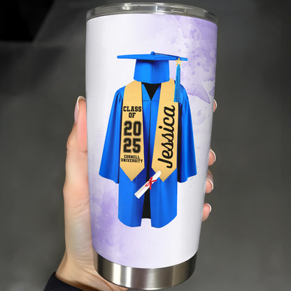 To My Granddaughter, Whenever You Feel Overwhelmed, Remember Whose Granddaughter You Are, Graduation Robe and Cap - Personalized Custom Stainless Steel Tumbler 20oz 30oz - GRAD317_TB