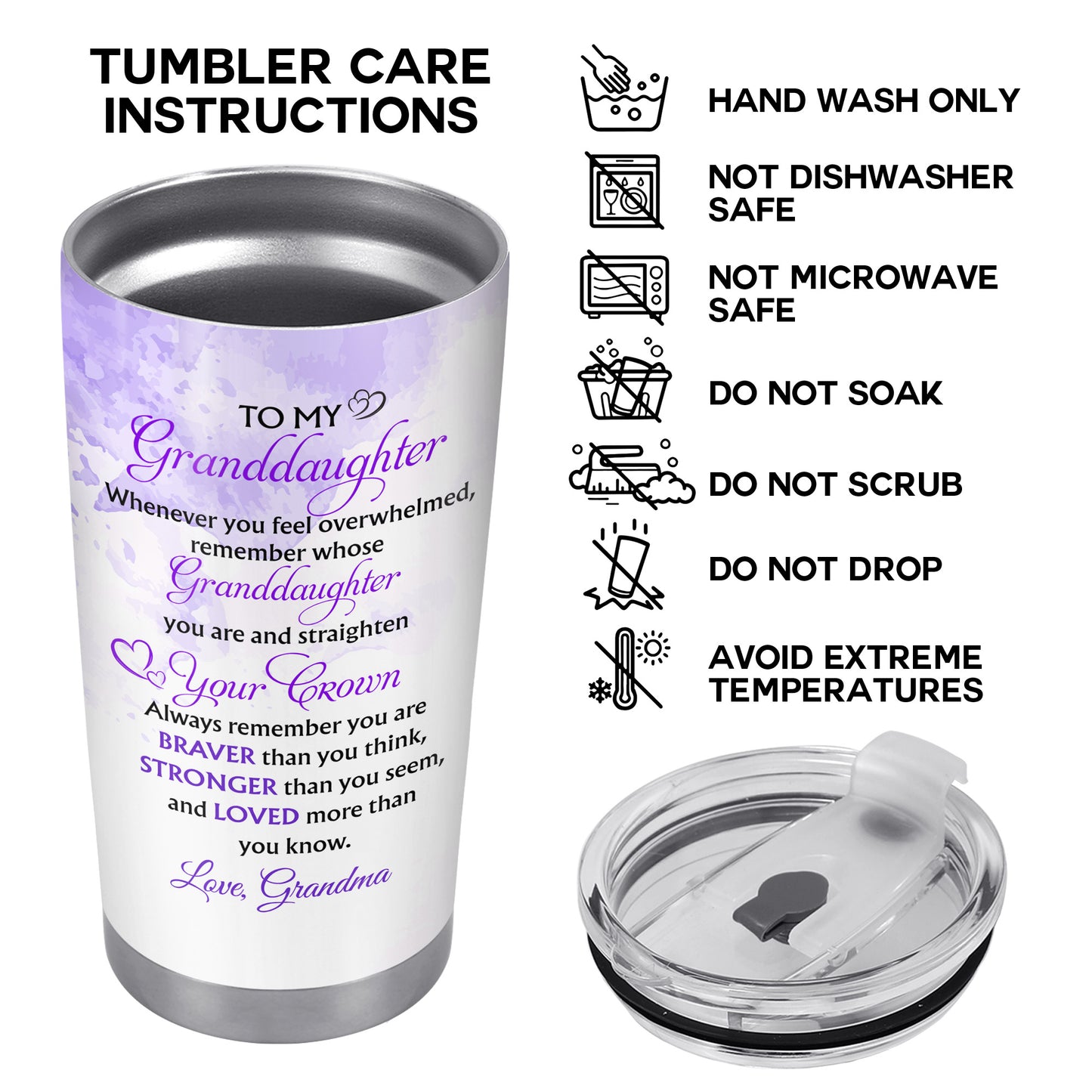 To My Granddaughter, Whenever You Feel Overwhelmed, Remember Whose Granddaughter You Are, Graduation Robe and Cap - Personalized Custom Stainless Steel Tumbler 20oz 30oz - GRAD317_TB