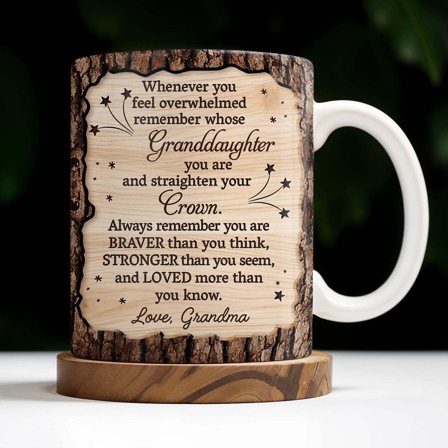 To My Granddaughter, Always Remember You Are Braver, Graduation Cap and Gown - Personalized Custom Coffee Mug - GRAD319_MG