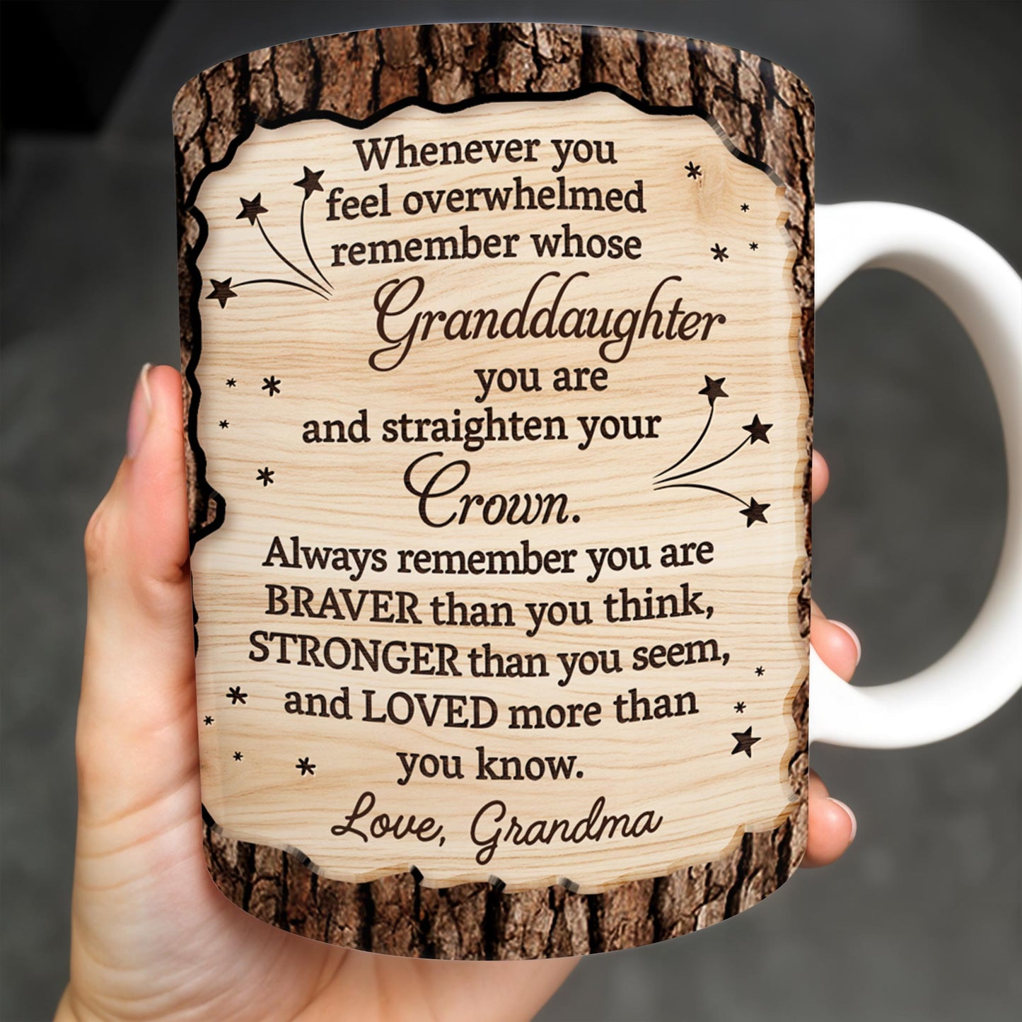 To My Granddaughter, Always Remember You Are Braver, Graduation Cap and Gown - Personalized Custom Coffee Mug - GRAD319_MG
