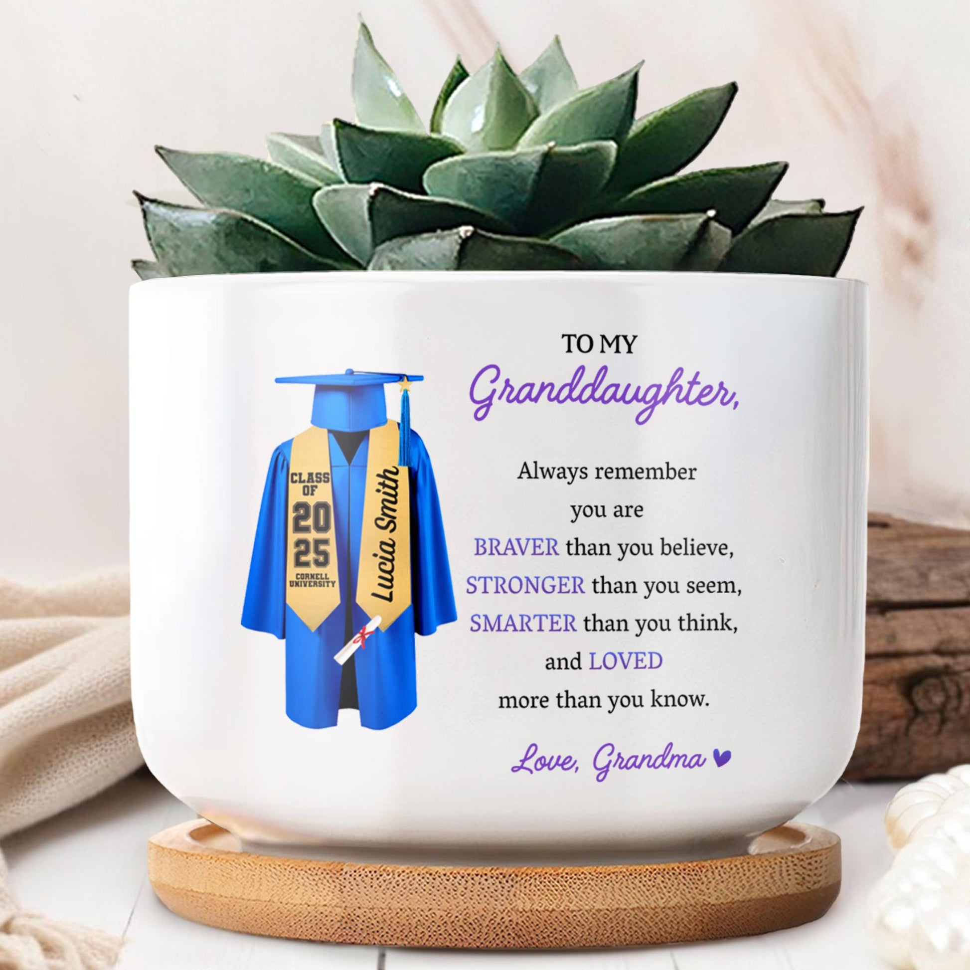 To My Granddaughter, Always Remember You Are Braver, Graduation Gown and Diploma