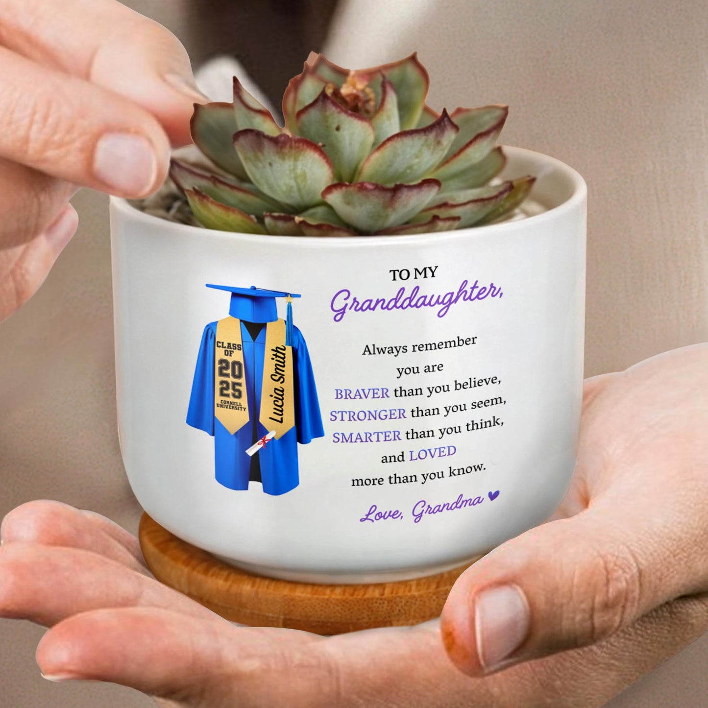 To My Granddaughter, Always Remember You Are Braver, Graduation Gown and Diploma