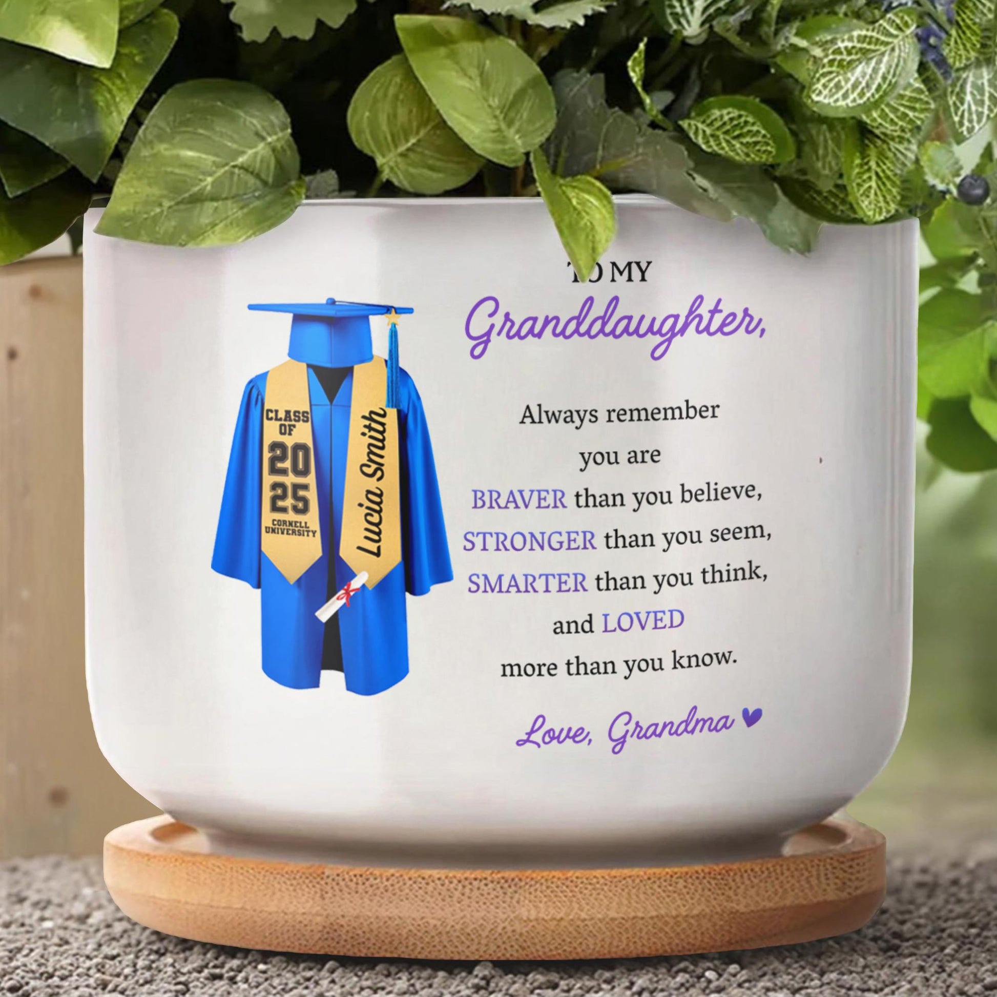 To My Granddaughter, Always Remember You Are Braver, Graduation Gown and Diploma