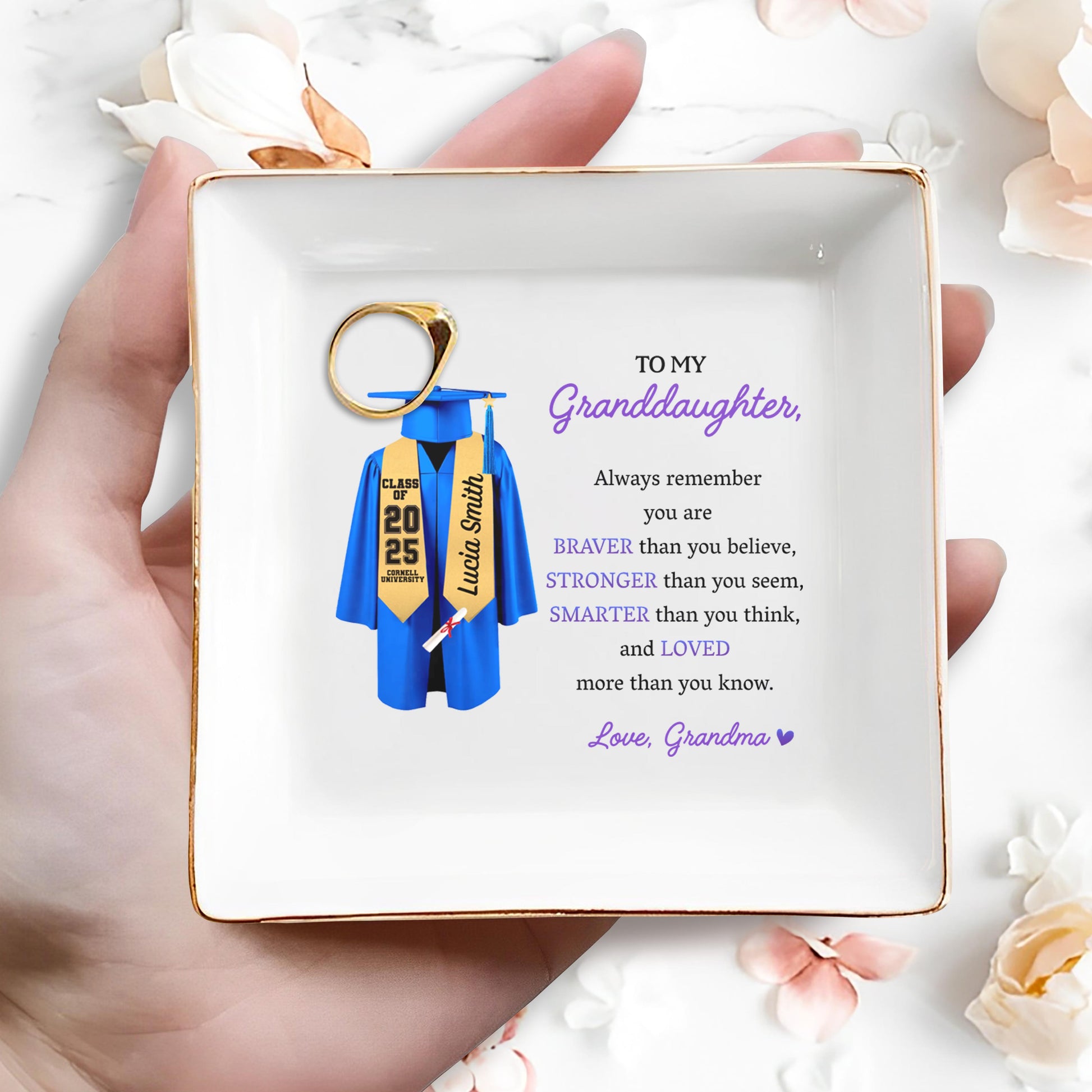 To My Granddaughter, Always Remember You Are Braver, Graduation Robe and Cap