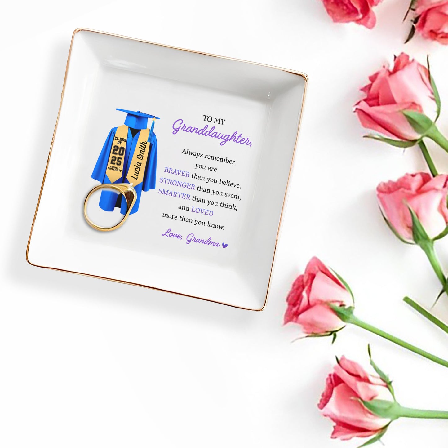 To My Granddaughter, Always Remember You Are Braver, Graduation Robe and Cap