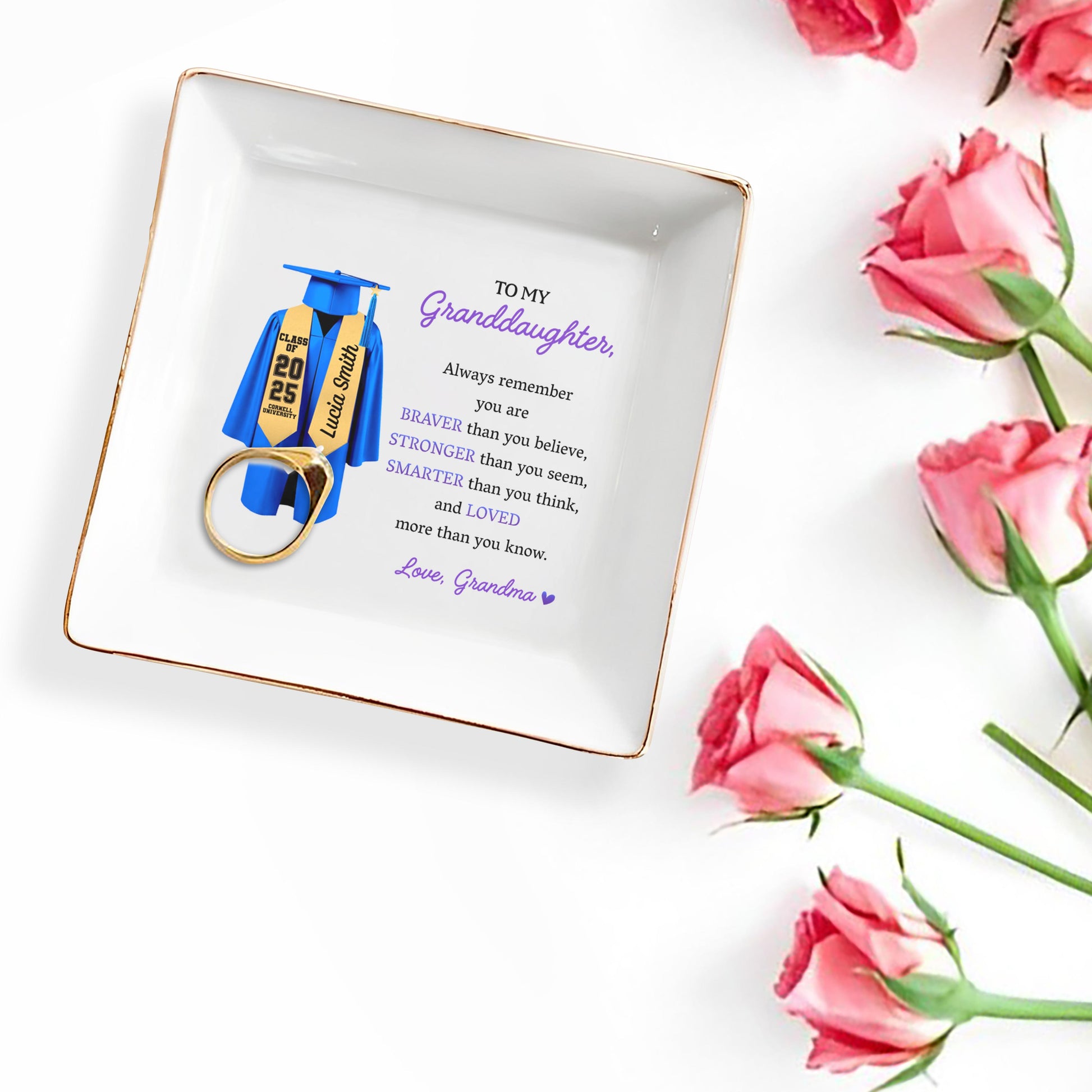 To My Granddaughter, Always Remember You Are Braver, Graduation Robe and Cap