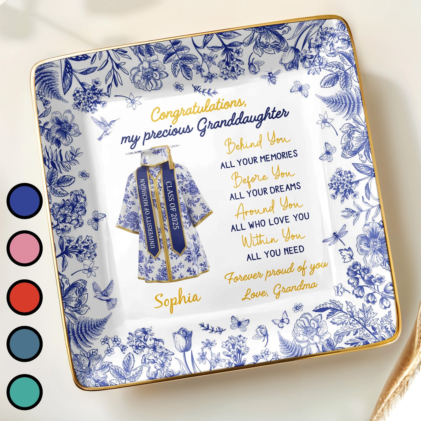 Congratulations My Precious Granddaughter, Flowers and Graduation Gown