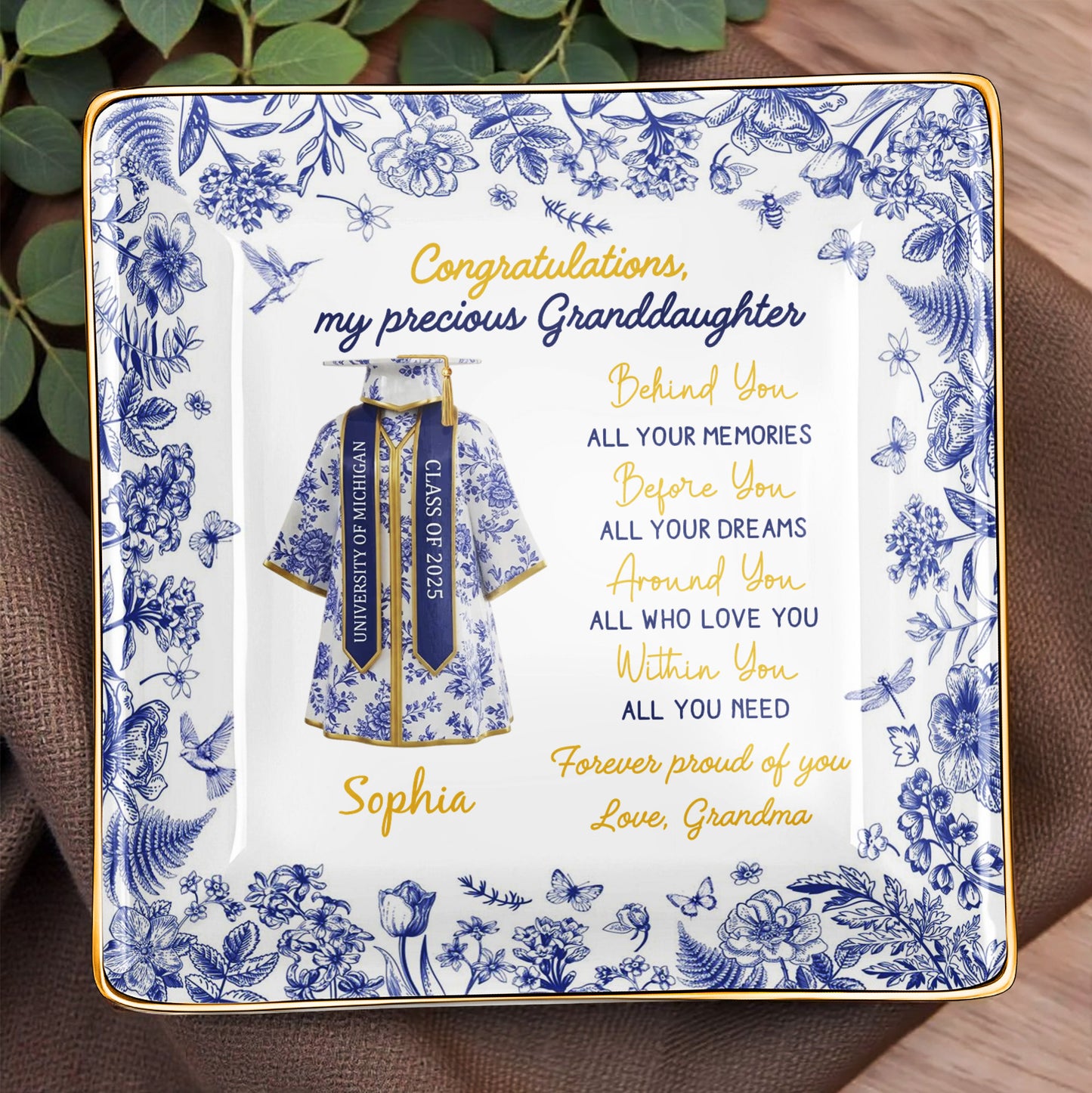 Congratulations My Precious Granddaughter, Flowers and Graduation Gown