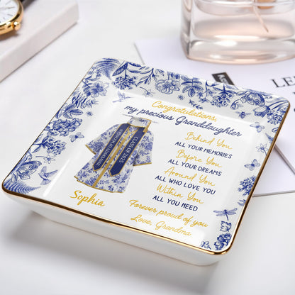 Congratulations My Precious Granddaughter, Flowers and Graduation Gown