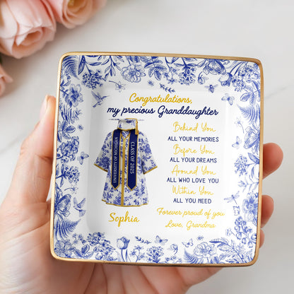 Congratulations My Precious Granddaughter, Flowers and Graduation Gown