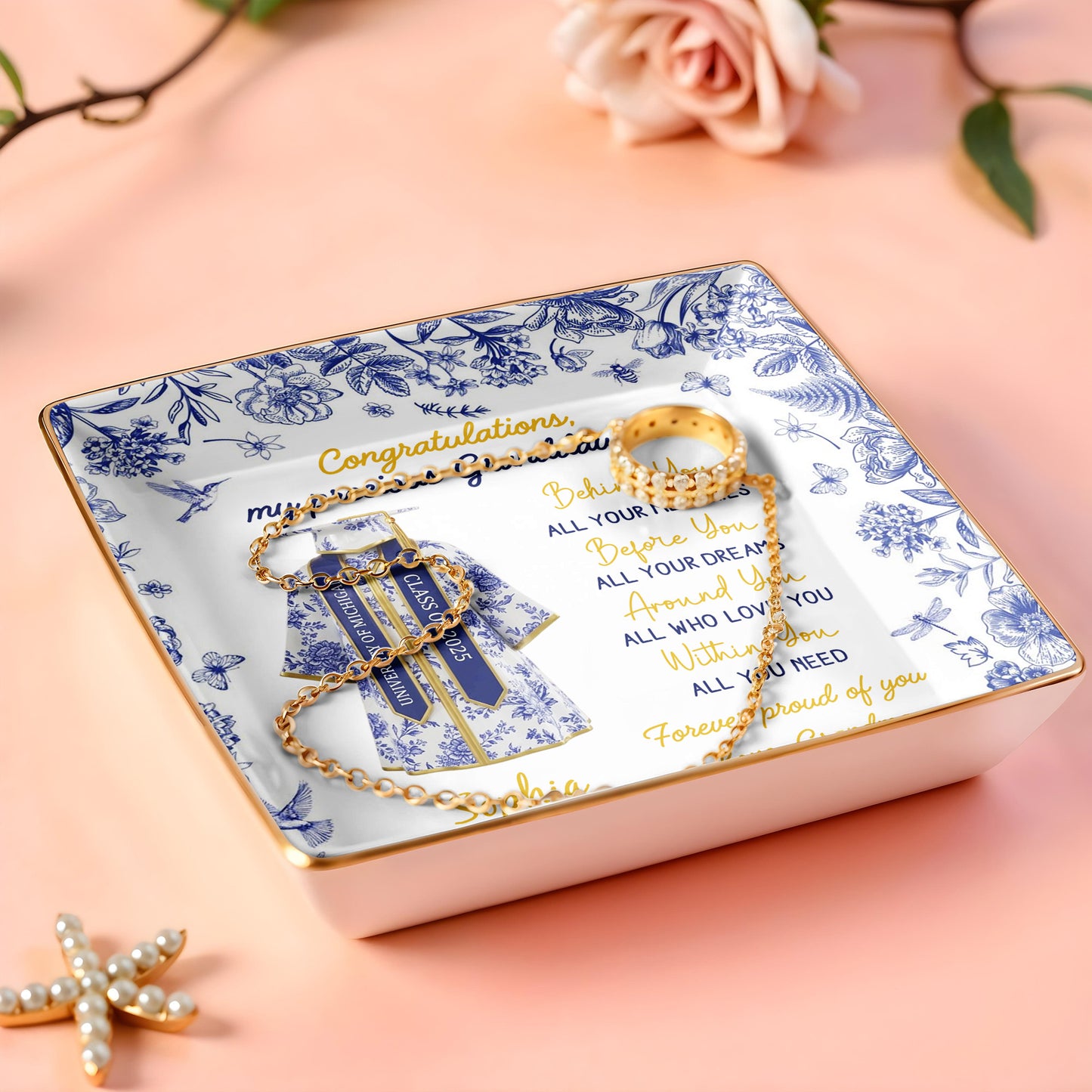 Congratulations My Precious Granddaughter, Flowers and Graduation Gown