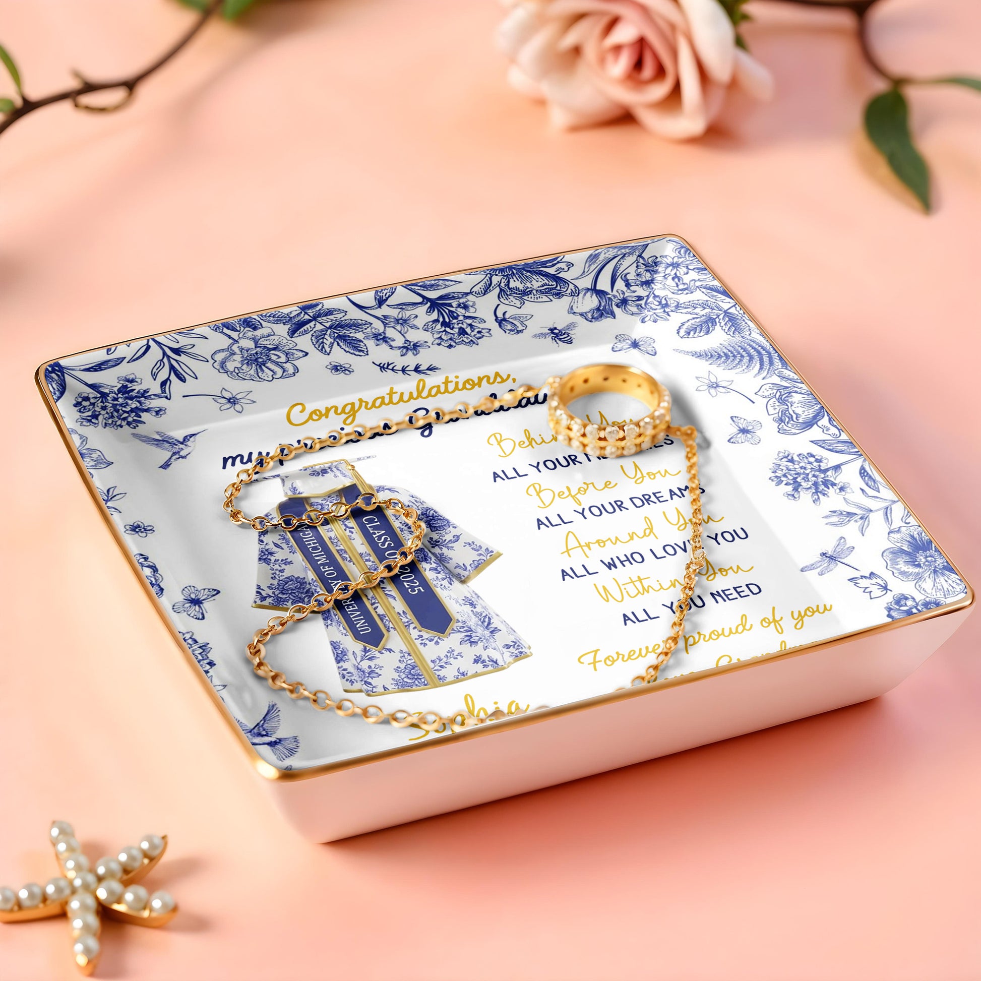 Congratulations My Precious Granddaughter, Flowers and Graduation Gown