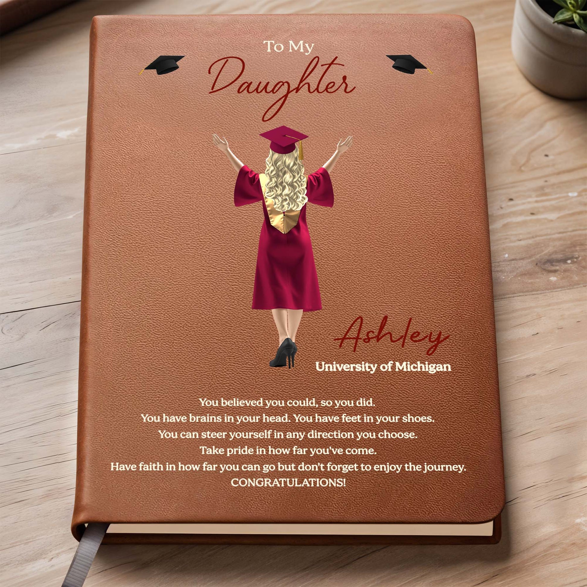 To My Daughter, Believe In Yourself, Graduation Cap And Diploma