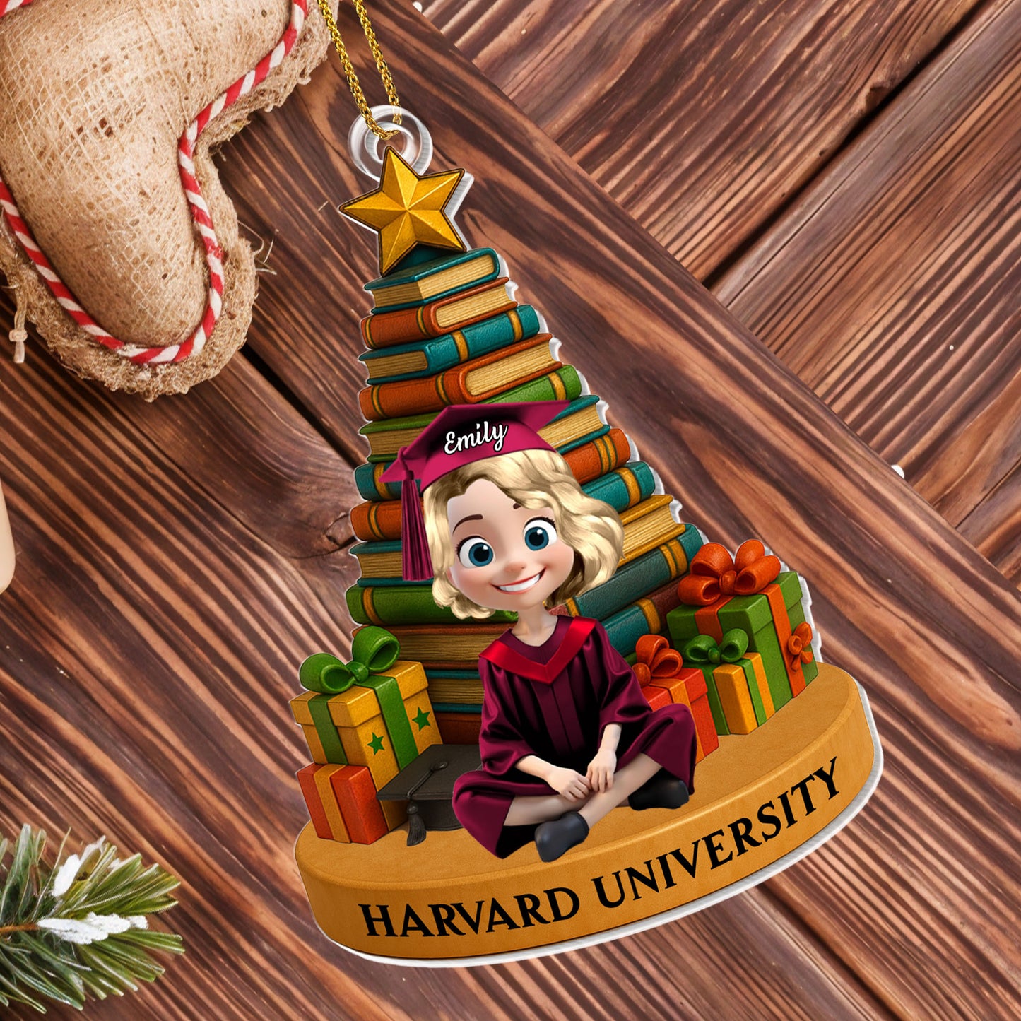 Celebrate Your Academic Success Graduate And Books - Personalized Custom Acrylic Ornament, Christmas Gift - GRAD341_ACO