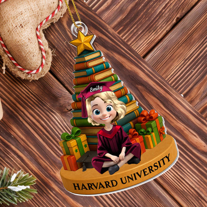 Celebrate Your Academic Success Graduate And Books - Personalized Custom Acrylic Ornament, Christmas Gift - GRAD341_ACO