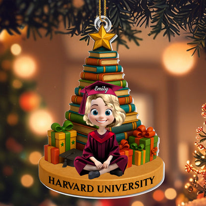 Celebrate Your Academic Success Graduate And Books - Personalized Custom Acrylic Ornament, Christmas Gift - GRAD341_ACO