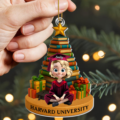 Celebrate Your Academic Success Graduate And Books - Personalized Custom Acrylic Ornament, Christmas Gift - GRAD341_ACO
