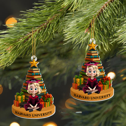Celebrate Your Academic Success Graduate And Books - Personalized Custom Acrylic Ornament, Christmas Gift - GRAD341_ACO