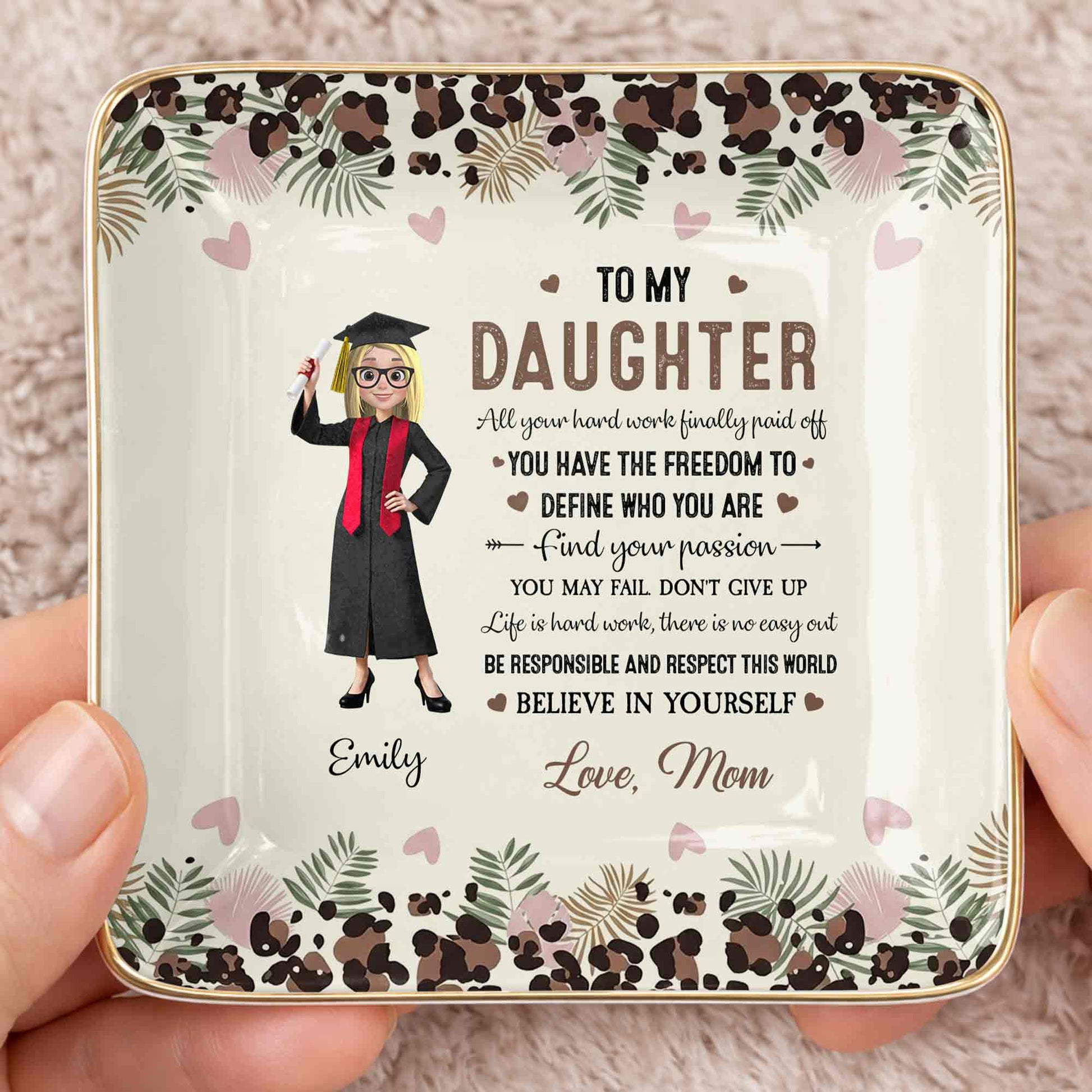 To My Daughter, Graduation Cap And Flowers