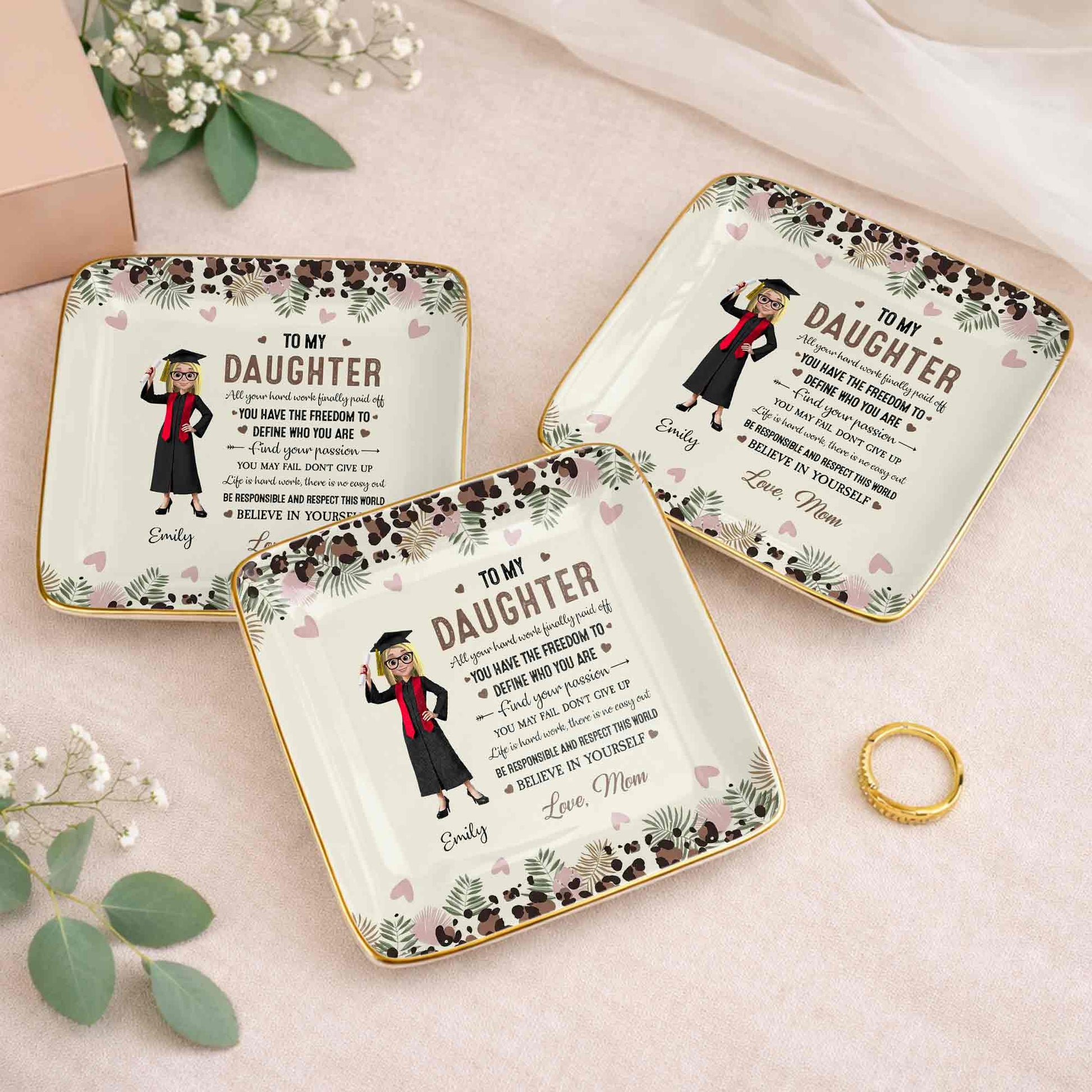 To My Daughter, Graduation Cap And Flowers