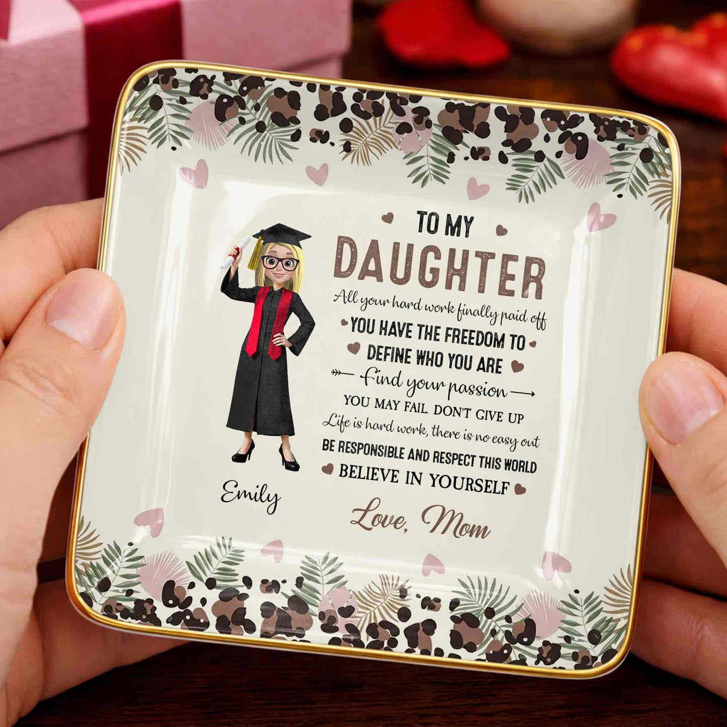 To My Daughter, Graduation Cap And Flowers