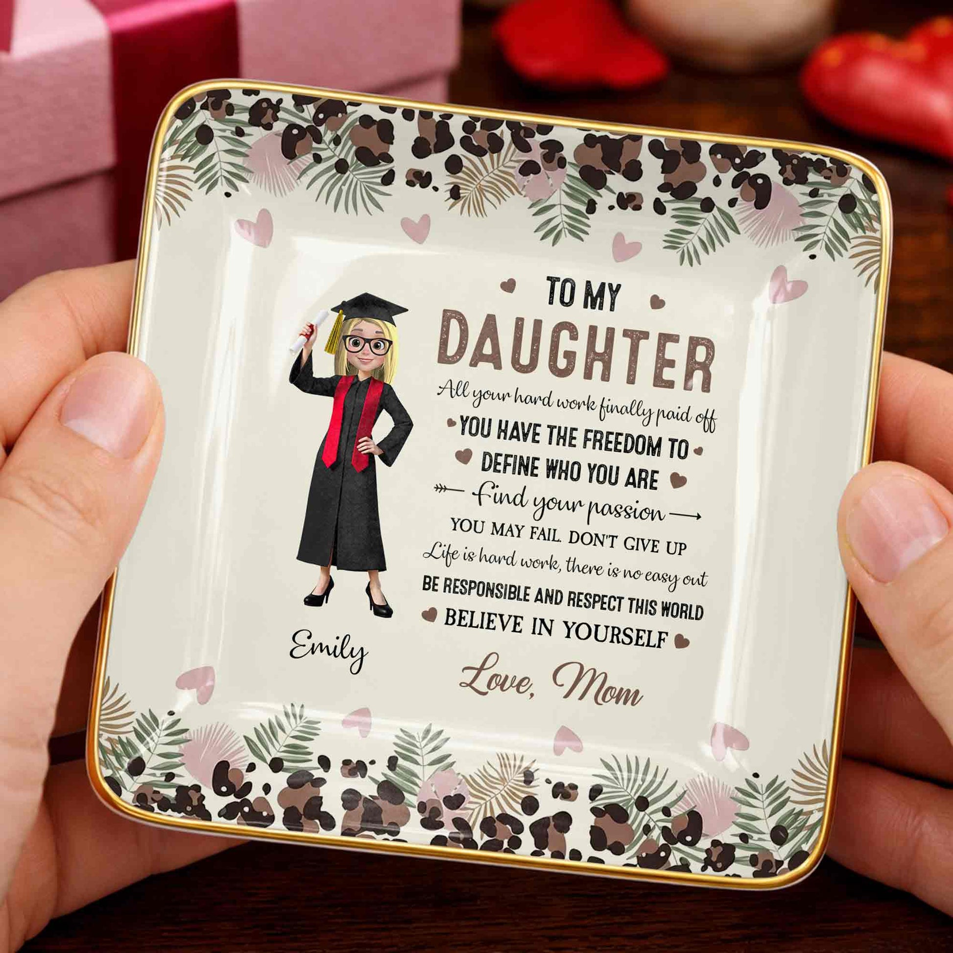 To My Daughter, Graduation Cap And Flowers