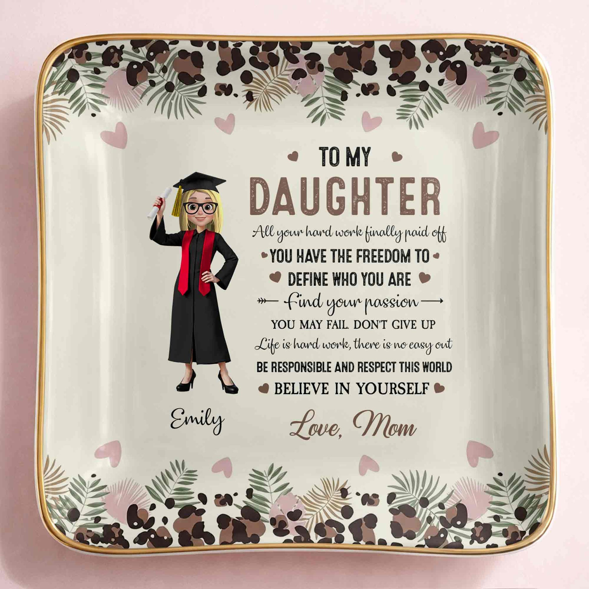 To My Daughter, Graduation Cap And Flowers