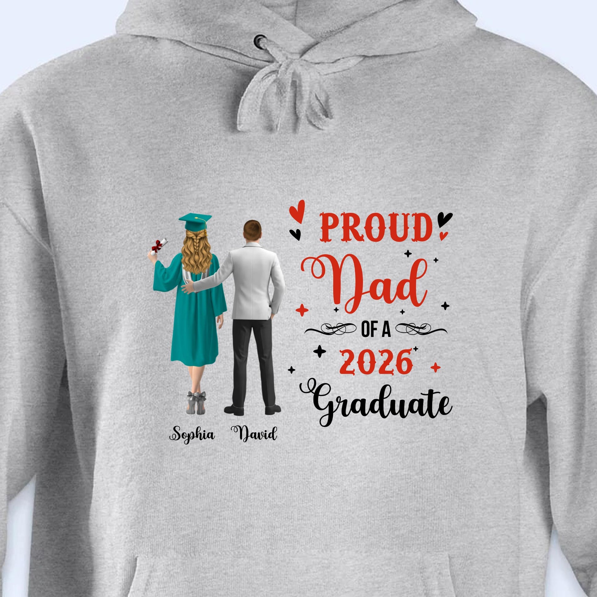 Proud Dad Of A Graduate With Hearts And Diploma