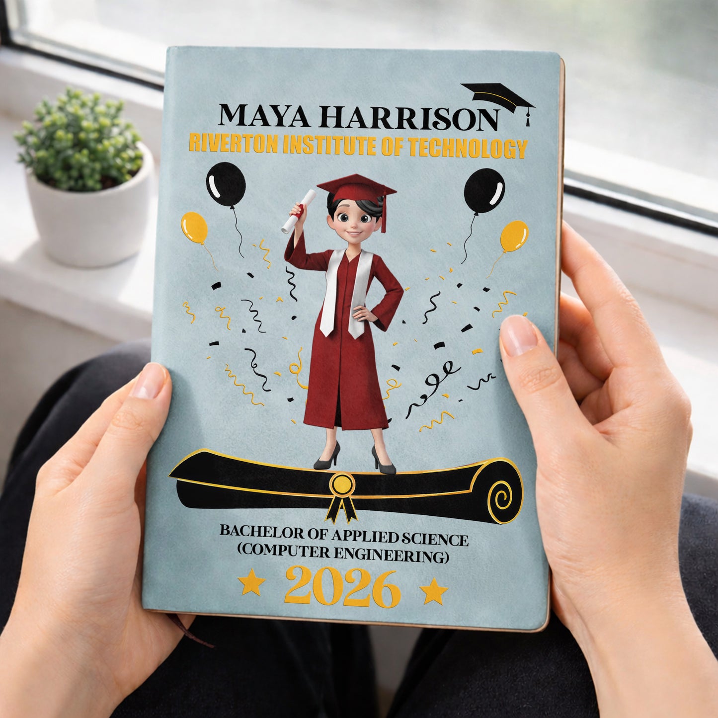 A Proud Graduate Standing Tall With Graduation Cap And Diploma