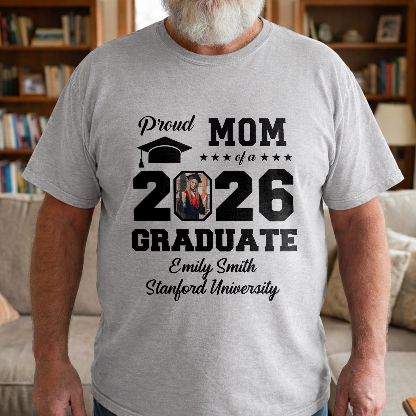 Proud Mom Of A Graduate With Graduation Cap And Photo Frame