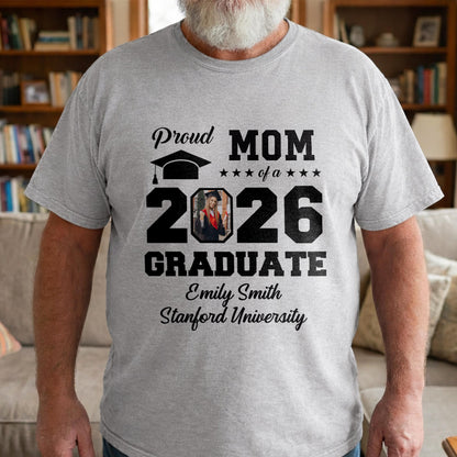 Proud Mom Of A Graduate With Graduation Cap And Photo Frame