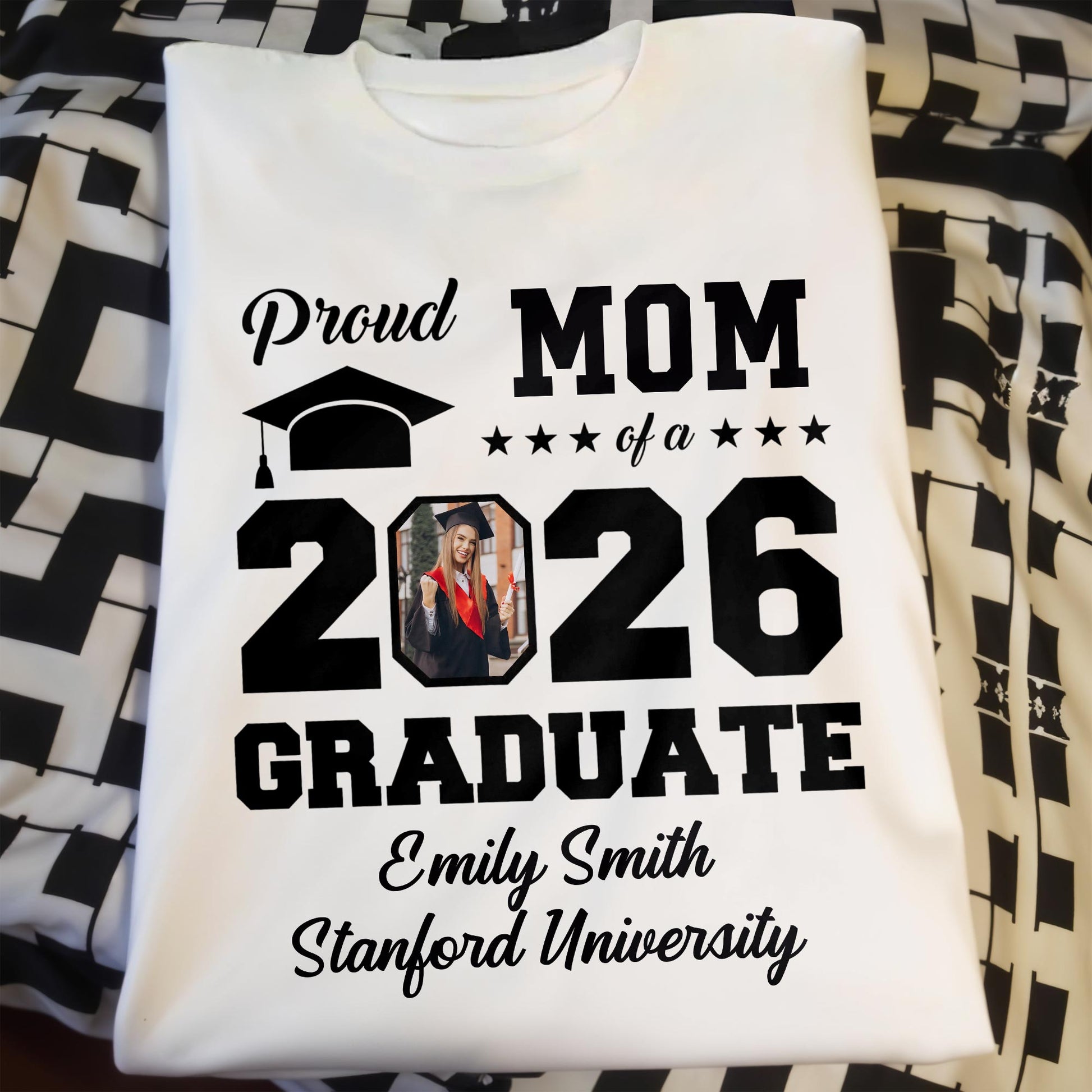 Proud Mom Of A Graduate With Graduation Cap And Photo Frame