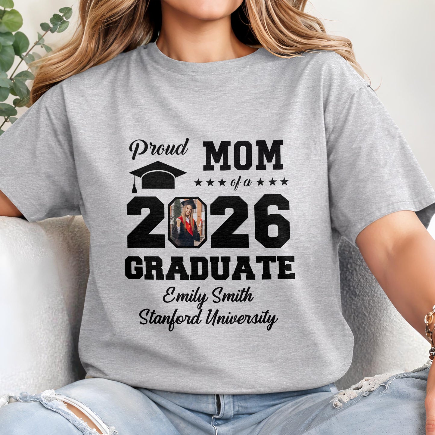 Proud Mom Of A Graduate With Graduation Cap And Photo Frame